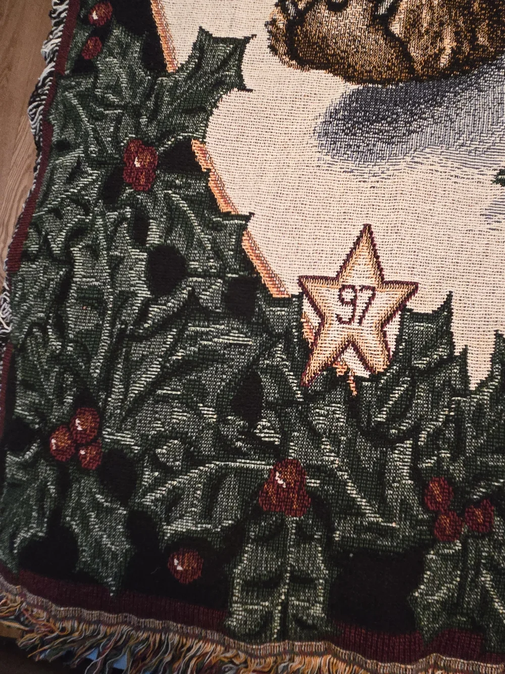 2 Boyds Bears & Friends 1997 Christmas Winter Tapestry Throw Blankets